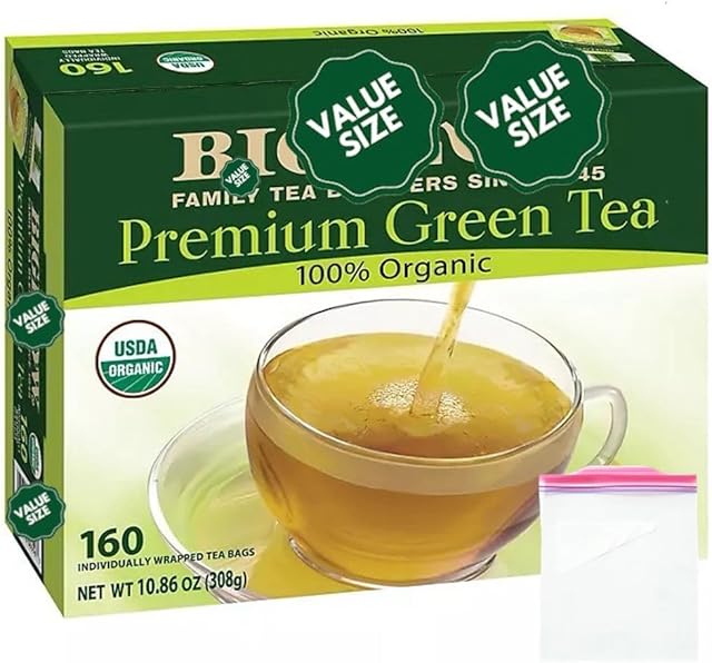 Bigelowwss Premium Organic Green Tea 160 ct. w/A Storage Bag