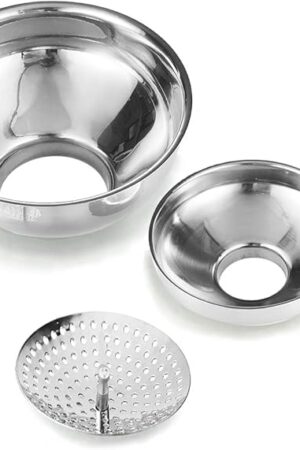 Delove Canning Funnel with Strainer for Wide and Regular Mason Jars - Wide-Mouth Funnels for Kitchen Use - Canning Supplies Kit - Stainless Steel - 3 Pack (Small and Large)
