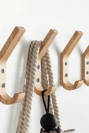 Wooden Coat Hooks Wall Hooks,Natural Oak Wood Hooks Decorative Vintage Wood Wall Hooks Organizer Heavy Duty Wall Mounted Hooks for Wall Hanging Coats, Key, Cap, Cup (4 Pack)