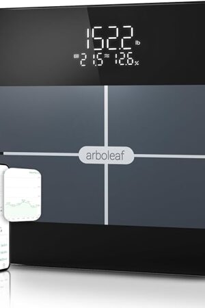arboleaf Smart Scale for Body Weight, Body Fat Scale with BMI Muscle Mass, 3-in-1 LED Display, Bluetooth Accurate Weight Machine, Tracks 14 Body Metrics via App, Sturdy Tempered Glass, 400lb