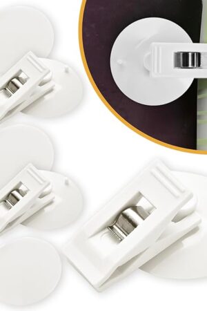 6 Packs Shower Curtain Clips with Suction Cup to Prevent Water Splashing Out, Windproof Splash Guard | Just Press Clip onto Wall| White