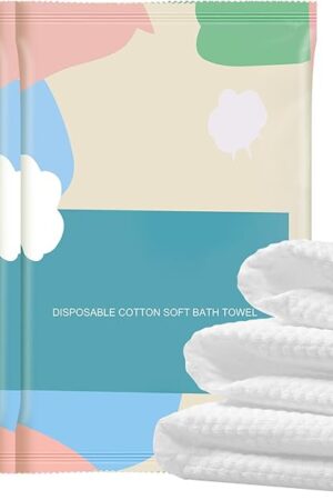 6 Packs Disposable Bath Towels Large Size 55''X27.5'' Portable Thicken Individually Wrapped Bath Towels Suitable for Hiking Camping Beach Swimming and Traveling