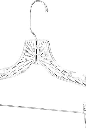 Clothes Hangers with Clips Plastic Set of 12 Pack Heavy Duty Hangers Dresses, T-Shirts Shirt Suit Hangers for Closet Organization Crystal Clear Hanger Pants Skirt Hanger Women and Men