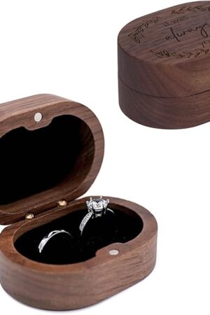 Wedding Ring Box for Proposal, Engagement Ring Holder Gift for Wedding Day, Handmade Wooden Rustic Ring Storage Box Engagement Gift