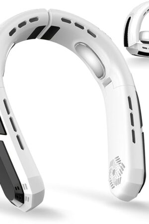 WXX Portable Neck Fan, Neck Fan Rechargeable, 360° Cooling Personal Fan, 3 Speeds Foldable Quiet Wearable Fan for Travel Outdoor Indoor, Birthday Gifts for Men Women-White&Black