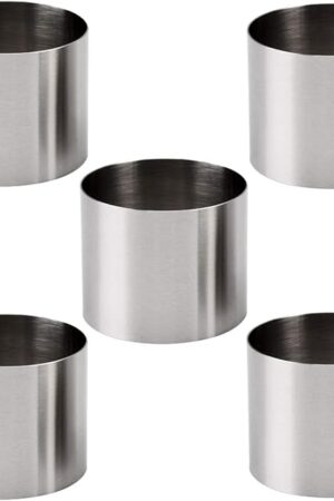 5Pcs Round Cake Rings Mold, 2-Inch Mini Cake & Pastry Ring, Stainless Steel Mousse Dessert Rings Set Cake Cookie Biscuit Cutter Muffin Baking Molds