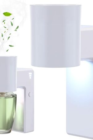 2 PCS Wall Fragrance Plug in with Night Light and Oil Diffuser Plug with Upgraded Fragrance Concentration Control, Compatible with Bath and Body Works WallFower for Home, White