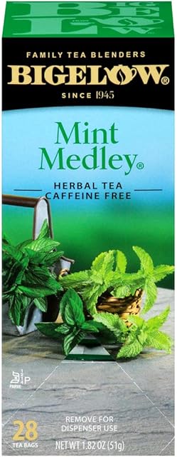 Bigelow Mint Medley Herbal Tea Bags 28-Count Box (Pack of 1) Mint Tea Bags Peppermint & Spearmint Herbal Tea All Natural Gluten Free
