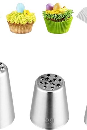 3Pcs Grass Icing Nozzles Set,Stainless Steel Grass Piping Tip with 10Pcs Disposable Piping Bags,Cake Decorating Tips For Baking Decorating