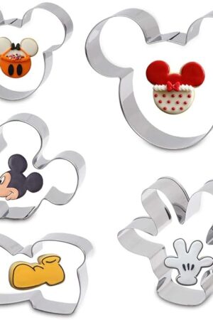 Cookie Cutter for Kids - Sandwich Cartoon of Mickey Mouse Cookie Cutter Shaped Biscuit Mould for DIY Cake Craft Bakeware Decoration Stainless Steel Cutter Set 5 pcs