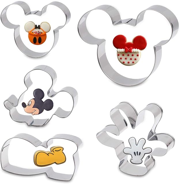 Cookie Cutter for Kids - Sandwich Cartoon of Mickey Mouse Cookie Cutter Shaped Biscuit Mould for DIY Cake Craft Bakeware Decoration Stainless Steel Cutter Set 5 pcs
