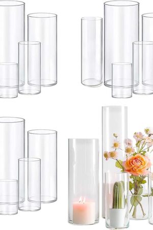 15pcs Cylinder Vases for Centerpieces Small Flower Glass Vases Clear Vase Home Decor Centerpiece Table Flower Vase Decorations for Wedding Decoration＆Holiday Mixed Sizes Tall