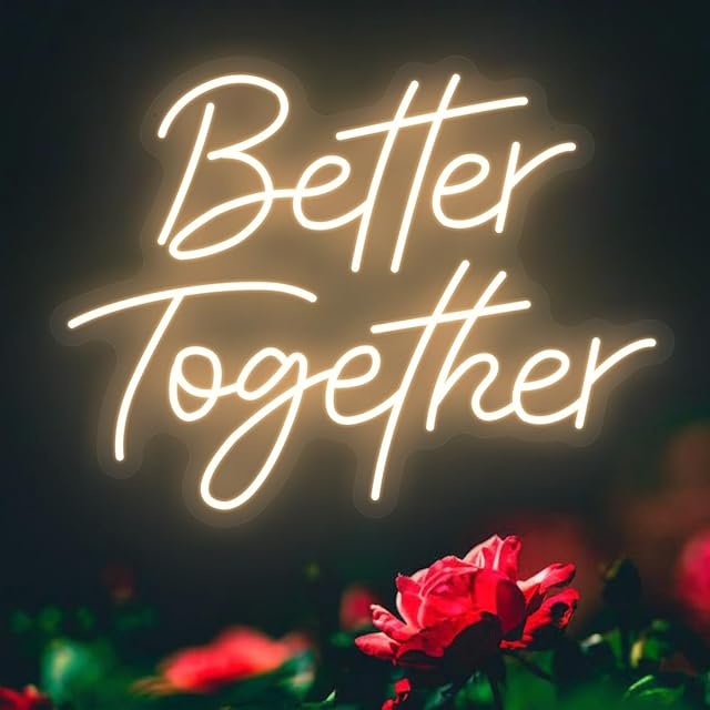 Better Together Neon Sign for Wall Decor, Better Together LED Light gift for Birthday Party, Wedding Engagement Anniversary Bridal Shower Backdrop Decororations, 16.5 x 12.4 inch.