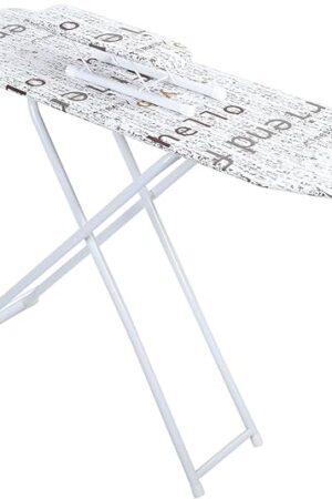 42 inch Full-Size Foldable Ironing Board, Height Adjustable Tabletop Ironing Board with Anti-Slip Feet, Household Extended Ironing Board Outside with Heat-Resistant Cover n White