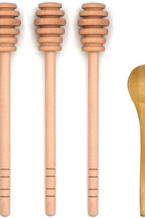 4PCS 6 inch Honey Dipper Sticks Honey Spoon, Wooden Honey Mixing Stirrer Honey Comb Stick, Honey Wand for Honey Jar Dispense Drizzle Honey Wedding Party