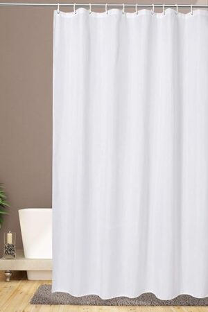 EurCross Extra Long Fabric Shower Curtain Liner 84 inches Long Length, Light in Machine Washable Water-Repellent Solid White Shower Curtain Liner for Bathroom 72 x 84inch