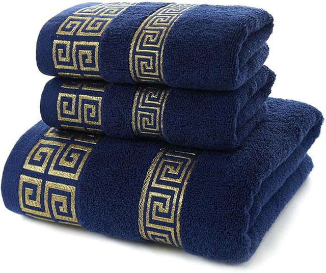 100% Cotton Highly Absorbent Embroidered Towels 3-Piece Towel Set Hotel Bath Towel, 1 Bath Towels, 2 Hand Towels Extra Thick Beach Bath Towels
