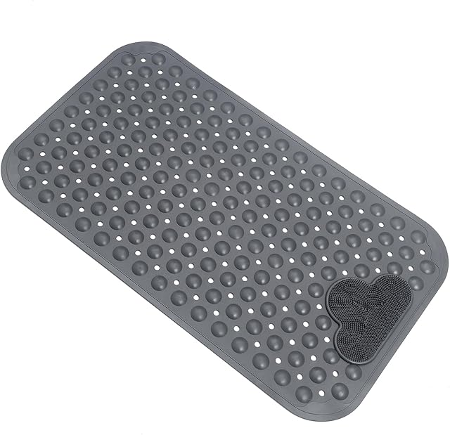 Bath Tub Mat Shower Mat Non Slip Bathtub Mats with Suction Cups Bath Mat for Tub Bathroom Mats 28" X 16" Machine Washable (Gray)