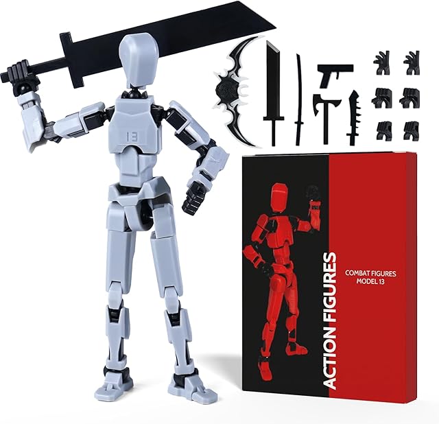 The Action Figure Set, Model 13 Action Figure Multi-Jointed Movable,Gift Box Packaging, a Great for Loved Ones and Friends. (Gray)