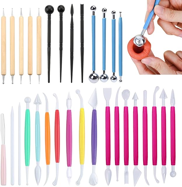 31pcs Fondant Cake Modeling Decorating Hand Sculpting Tools Kit for Cookie Cake Decorating, Sugarcraft Sculpture Pottery