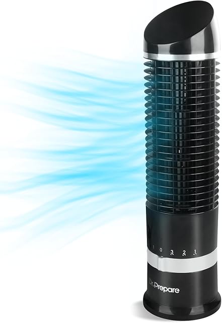 DR.PREPARE Bladeless Oscillating Tower Fan Quiet Cooling Desk Table Fan