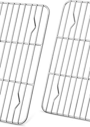 2 Pack Cooling Rack for Baking, Homikit 8.7 * 6.3 Inch Small Stainless Steel Metal Roasting Grilling Cooking Racks, Fits Small Toaster Oven, Dishwasher Safe, Heavy duty & Rust Resistant