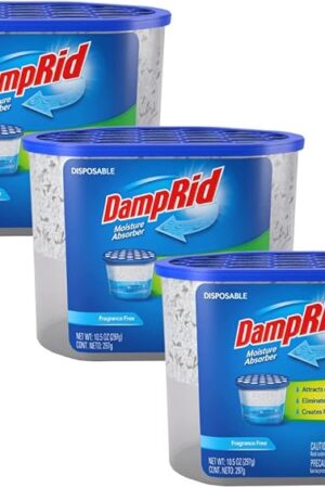 DampRid Fragrance Free Disposable Moisture Absorber - 10.5 oz. Each - 3 Pack – Attracts & Traps Excess Moisture, Eliminates Musty Odors, Creates Fresher, Cleaner Air White