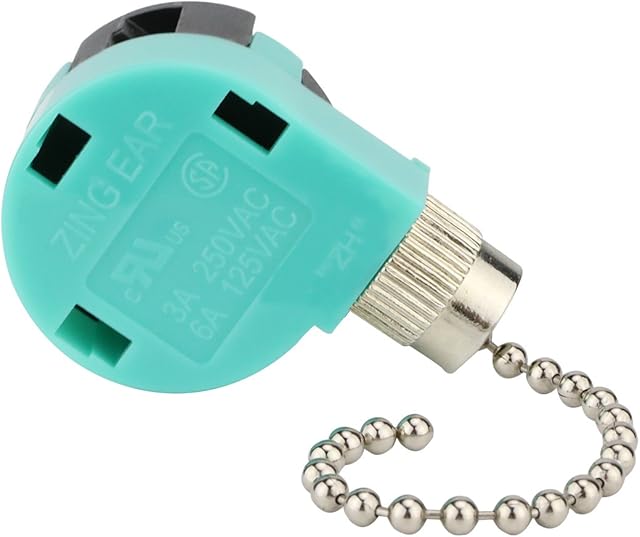 Ceiling Fan Switch 3 Speed 4 Wire Zing Ear ZE 268S6 Pull Chain Switch Control Replacement 3 Speed Control S Witch Ceiling Fans, Wall Lamps, Cabinet Light