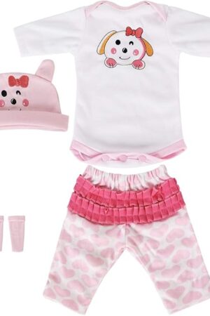 The Reborn Baby Dolls Clothes Pink Dog Outfits for 16" Newborn Doll Girl Baby Clothing Accessories Sets