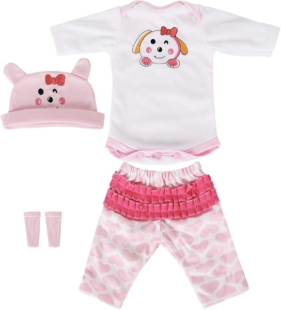 The Reborn Baby Dolls Clothes Pink Dog Outfits for 16" Newborn Doll Girl Baby Clothing Accessories Sets