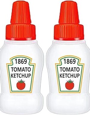 4 Pieces Mini Ketchup Bottle for Bento Box Accessories, 1 oz Condiment Squeeze Bottles Empty Plastic Salad Dressing Container Tomato Ketchup Condiments Squirt Squeezable Jar for Sauces Syrup