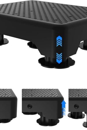 Adjustable Step Stool for Adults, Bed Step Stools, 600 LBS Capacity Safety Wide Step Platform, Indoor and Outdoor Steps for Seniors, Non-Slip Stepping Stool Elderly Assistance, Black