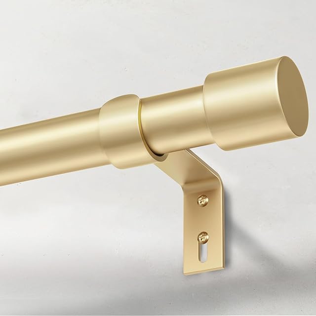 Heavy Duty Curtain Rods for Windows 66 to 120 Inch, 1 Inch Gold Curtain Rod, Adjustable Decorative Long Curtain Rods with Easy Installation and Modern Design (A2,Gold,30"-120")