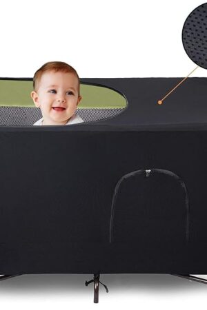 Crib Blackout Cover for Pack N Play - Travel Crib Cover, Breathable Baby Netting Cover/Tent for Indoor or Outdoor Portable Stretchy Blackout Tent, Net Curtains
