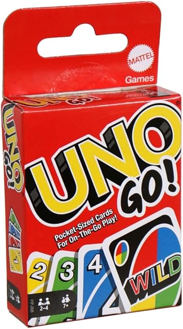 The UNO GO! Pocket-Sized Cards for On The Go Play Mini Sized Playing Cards for Travel Stocking Stuffer Birthday Party Kids, Adults Family Game Night Color Matching Fun