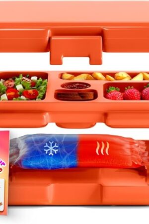 Bento Box for Kids with Hot & Cold Packs for Lunch Box Kids - Microwavable Lunch Containers with Compartments - Kids Bento Lunch Box for School - Lunchbox Bento Snack Box