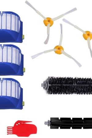 Vacuum Cleaner Replacement Part Kitfor Bristle Brush Flexible Beater Brush & Aero Vac Filter & Armed-3 Side Brush for iRobot Roomba 600 Series 595 610 614 620 630 645 650 655 680