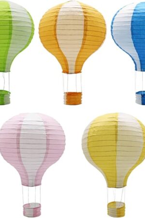 ADLKGG Hanging Hot Air Balloon Paper Lanterns Set Party Decoration Birthday Wedding Christmas Party Decor Gift, 12 inch, Pack of 5 Pieces