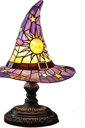 Witch Hat Lamp, Handmade Gothic Witch Hat Lamp, Small Table Lamp, Mysterious Bedroom Atmosphere and Witchcraft Gift, Weird and Fun Table Lamp in The Shape of a Small Wizard Hat