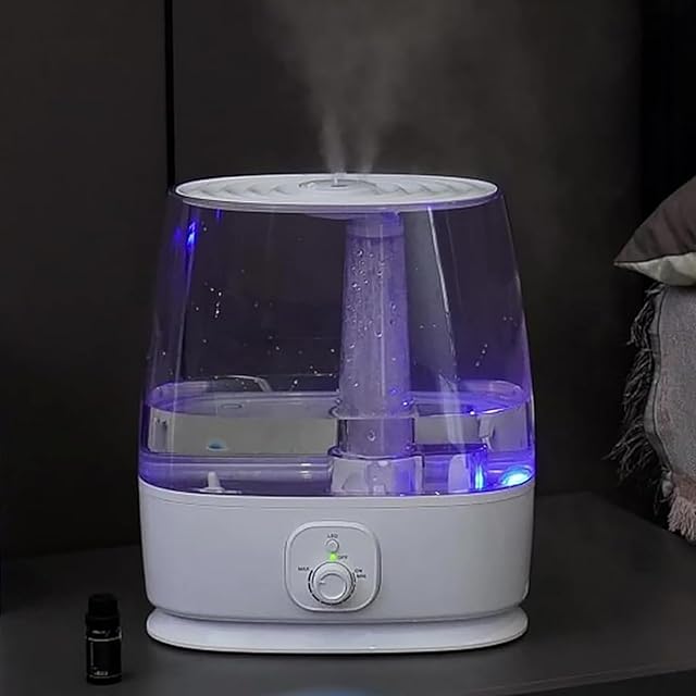 6L Ultrasonic Cool Mist Humidifier - Top Fill, 50H Quiet for Large Room Bedroom, Essential Oil Diffuser, Auto Shut-Off, Adjustable Fog, Night Light, for Baby Nursery, Plants, Dry Skin & Allergies