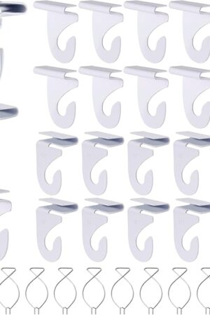 20 Drop Ceiling Hooks for Classrooms & Offices, White Heavy Duty Ceiling Hooks for Hanging Plants & Decorations, Metal T-Bar Hooks for Suspended Drop Ceiling Tiles…
