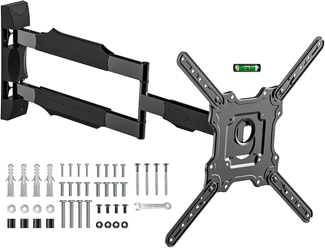 28.3" Long Arm TV Wall Mount for Most 26-65 Inch TV, Full Motion Corner Wall Mount TV Bracket with Extension Arm Articulating, Swivel and Tilt, Max VESA 400x400mm and Up to 80 lbs