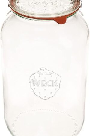 Weck Jars 776 101.4 fl. oz Wide-Mouth Barrel Jar | Large Glass Jar Storage for Food, Sugar, Flour | Safely Store Your Food with an Air-Tight Seal and Lid | Made in Germany, Rust-Proof & BPA-Free