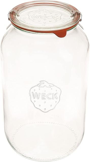 Weck Jars 776 101.4 fl. oz Wide-Mouth Barrel Jar | Large Glass Jar Storage for Food, Sugar, Flour | Safely Store Your Food with an Air-Tight Seal and Lid | Made in Germany, Rust-Proof & BPA-Free