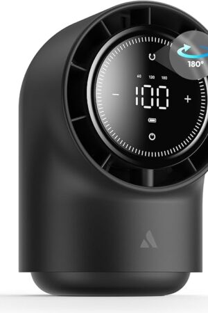 Aecooly Touch Control Desk Fan, 100 Speeds Quiet Bedroom Digital Display 8000mAh 3 Oscillation Angles Battery Powered Small Desktop Table Fan for Bedroom, Bedside, Office, Travel -Black