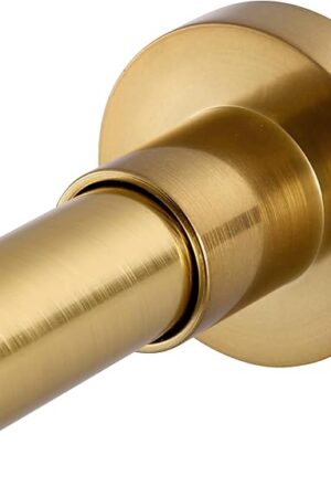 BRIOFOX Shower Curtain Rod Adjustable 32-75 Inch, Spring Tension Shower Rod No Drilling Non Slip, Gold