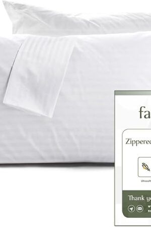 4 Pack Standard Size Pillow Protectors with Zipper, Oeko-TEX Certified Pillow Covers, Luxury Hotel Quality Pillow Cases, Soft Breathable, Machine Washable, 20 x 26