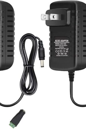 12V 2A LED Power Supply, 24W AC Adapter Power Supply, 100-240V AC to 12V DC Transformer, 12V Power Supply for LED Strip Lights, Wall Plug Power Adapter with 5.5/2.1 DC Female Connector (2 Pack)
