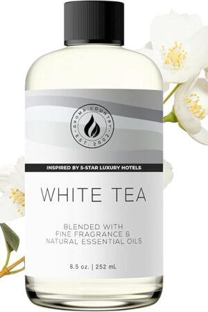 Aroma Country White Tea Diffuser Oil - Luxury Essential Oils for Diffuser Refill & Air Freshener Room Spray, Long-Lasting, Natural Home Fragrance and Hotel Scent for Diffusers & Machines (8.5 Fl Oz)