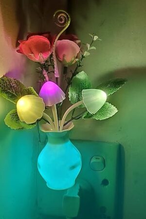 AUSAYE 1Pack Plug in LED Night Light 0.5W Rose Flower Mushroom
